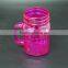 Colorful Lids And Straw Glass Mason Jar With Handle