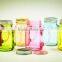 Colored Clear Mason Jar Mug With Handle and Straw Lid