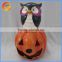 Cute pumpkin with ceramic halloween owl