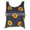Sexy Flower Patten Butterflybow Halter Black Crop Top