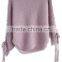 Purple Women Asymmetric Lace-up Shoulder Sweater(DQE0030TS)