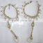 PEARL CRYSTAL beads payal ANKLETS pair feet barefoot sandal toe ring
