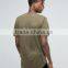 Khaki Longline T-Shirt with Curved Hem Hot Sale Men's Elongated T-Shirt White Plain 95% Cotton 5% Elastane Round Bottom T Shirt