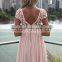Zip Back Open Crochet Lace Chiffon Lace Turquoise Dress Convertible Chiffon Dress