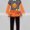 Orange Pumpkin Embroidery Chevron Halloween Custom Wholesale Outfits