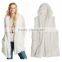 SJ326-01 Sweet Young Lady Fashion Fur Vest Hooded Cream Dyed Gilets Vests Women Furs