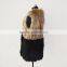SJ367-01 Natural Brown Black Knitted Women Apparel With Rabbit Fur, Raccoon Collar And Fox Fur