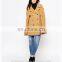wholesale winter ladies double breasted 100% camel wool cape coat with arm slits