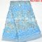 2017 sky blue african lace fabrics tulle beaded lace , Leaf Design sequins french net lace fabric