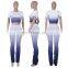 2020 new arrival women wholesale tie dye crop top 2 piece joggers crop top and stacked pants set