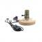 Vintage Round Wood Base Aluminum Lamp Holder Desk Lamp Small Table Lamps Night Light