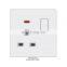 Fashion new white flame-retardant PC panel double 13A three-pole socket switch with lamp electric wall switch socket