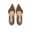 Women beautiful brown color design new heel design with fancy ring style buckle pointed toe heels ladies sandals shoes