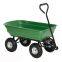 Green Dump Cart Wagon Trailer with four wheels