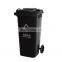 Outdoor 120L standing dustbin black garbage can 120 liter plastic trash bin for parks