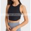 New Ribbed High Neck Yoga Crop Tank Top Ladies Workout Running Training Bra Top High Strech Sports Fitness Wear For Women