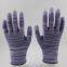purple and white polyester knitted pu palm coated anti-static safety work gloves