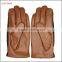 Men' new style Black woolen and brown leather stitch touch screen gloves with buckle