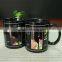 New design black printing cup color changing ceramic coffee mug magic mug