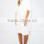 Over size fit solid white color half sleeve botton up womens shirt dress