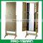 Two Door Wooden Mirrored Jewelry Cabinet with Floor Standing Armoire Furniture Designs and Base below and Cosmetic Mirror inside