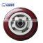 5 inches RED PU Tread plastic Core Wheel, swivel brake industrial caster wheel