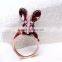 Young lady favourite diamante wine red smart rubbit rings