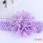 2016 New style wholesale colorful knitted shabby fabric flower headband for baby girl