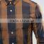 Custom Logo Long Sleeve Spread Collar Mens Pre-Shrink 97% Cotton 3% Elastane Breathable Slim Fit Casual Big Plaids Shirts