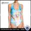 Screen Print One Piece With Liner Custom Swimsuit Scoop Neck Tank Top Straps 80% Nylon 20% Spandex Stretch Women Swimwear