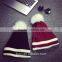 Brand design 2016 Newly Design Women Winter Warm Crochet Knitted Hat Striped Cap Beanie with Faux Fur Ball