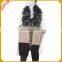 Women Knitted Shawl With Raccoon Fur Trim Cape