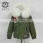 ladies winter overcoat army green parka real fox fur with hood