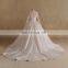 Noble V-Neck Back Heart Shape Keyhole Lace Long Sleeve Beads Satin Ball Wedding Dress Big Long Train