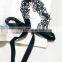 wide lace hair band with ribbon satin hair accessories black lace elastic headband women