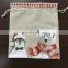 Small Christmas Linen Drawstring Bags Xmas Hessian Burlap Pouches Bags for Wedding Favors