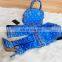 New Product Blue Printed Point Toe Bandala Over the Knee Super High Heel Fashion Boots Shoes And Handbags Set For Women