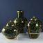 European Simple Style Green Abstract Painting Cylinder Ceramic Storage Vases Sets With Rould Lid For Study