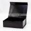 Luxury a4 deep glossy lamination black foldable gift box packaging with magnetic lid
