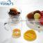 Borosilicate Glass Mug With Handle Silione Lid glass Tea Coffee Mug with silicone lid& botton