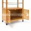 Bamboo wooden  trolley cart cabinet storage trolley with wheels kitchen furniture