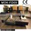 Coffee table stainless steel and glass ethanol fireplace
