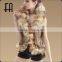 Factory direct wholesale price lady's rabbit fur knitted waistcoat with fox fur trim