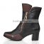 Italian women casual shoes boots brown and black women side zipper boots thick heel designer ankle boots