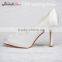 Wholesale China manufacturer women satin dress bridal whote shoes peep toe wedding high heels
