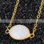 Popular Golden Electroformed Owl Natural Stone Necklaces For Women Quartz Crystal Necklaces Connetor