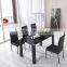 L856 31" W black Contemporary dining table Desk with High gloss tempered glass top