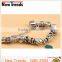 Fascinating vintage alloy bead snake chain bracelet with leaf charm pendant