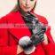Ladies Wearing Leather Gloves With Gradient Rex Rabbit Fur Trim Genuine Sheep Skin