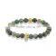 KJL-ST0019 Elastic 24k real Gold Lion skull head Bead Bracelet Bangles Natural Stone Resin Charms Buddha Bracelets